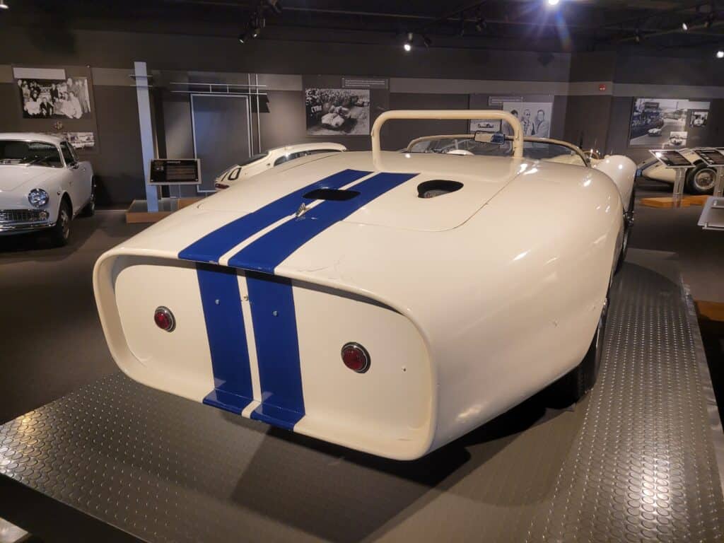 A Maserati Birdcage racing car in a museum