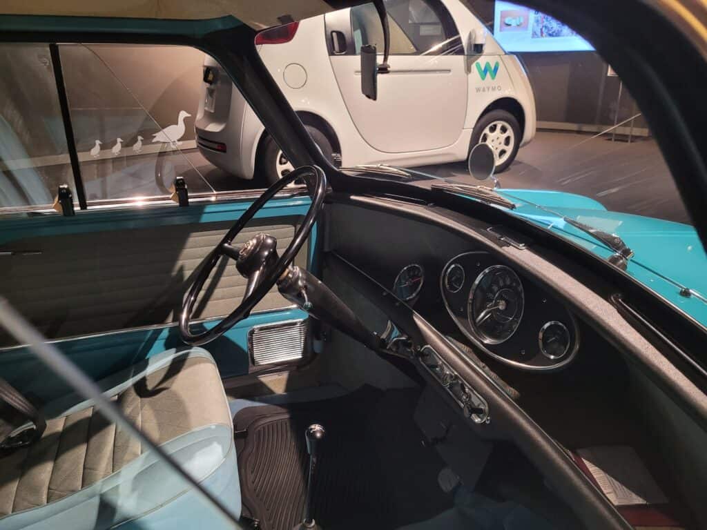 side view of the interior of a Mini Cooper